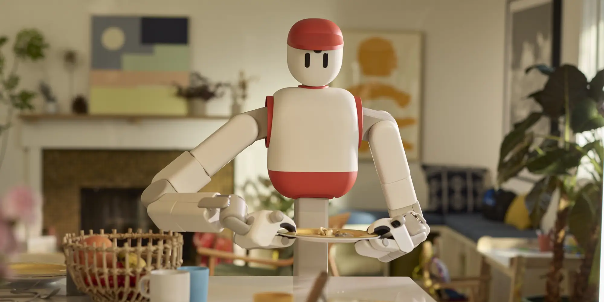 Sunday humanoid robot serving a plate at home